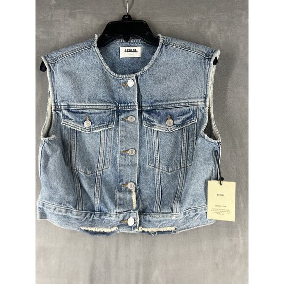 Agolde Leo Vest in Fray Size Large Denim Vest - Picture 3 of 8